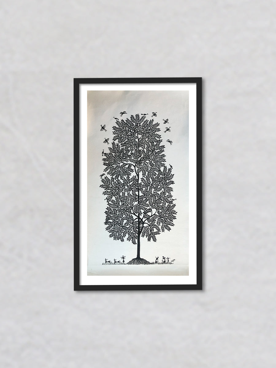 Nature's Harmony, Warli Art by Dilip Bahotha