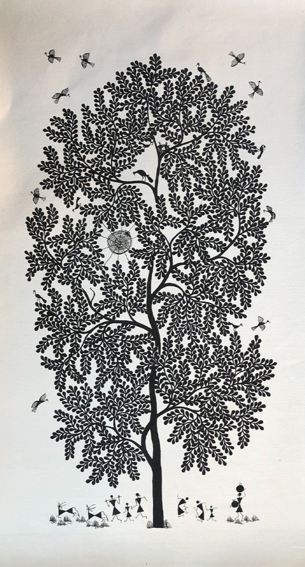 Nature's Harmony, Warli Art by Dilip Bahotha Thumbnail