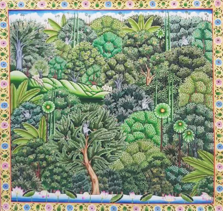 Divine Forest of Kishangarh in Pichwai by Shehzaad Ali Sherni Thumbnail