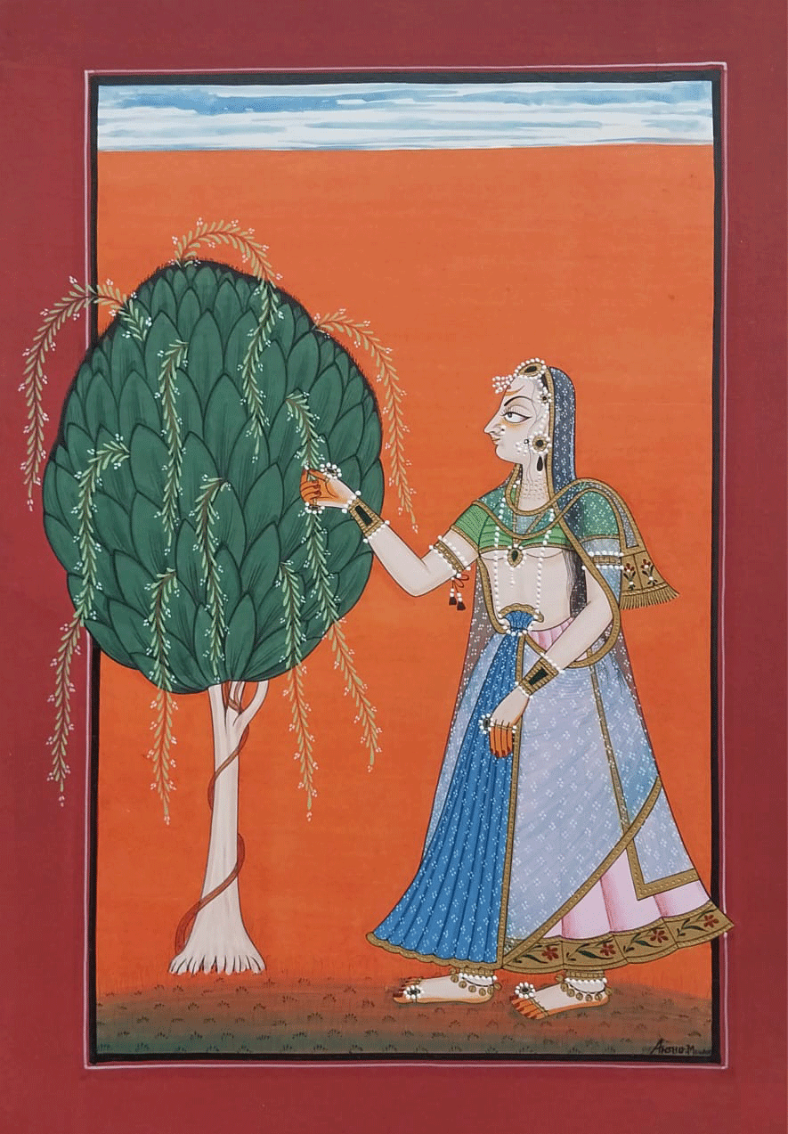Buy Nayika in the Basohli: Miniature by Anshu Mohan