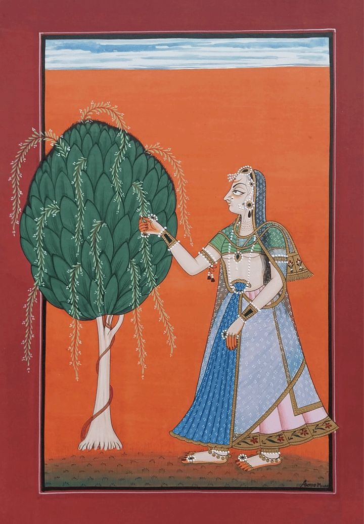 Nayika in the Basohli: Kangra Miniature by Anshu Mohan Thumbnail