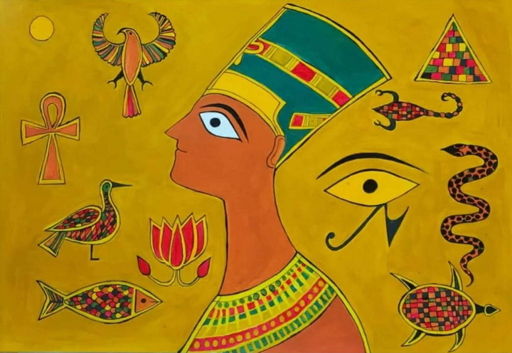 Nefertiti in Madhubani by Izhar Ansari Thumbnail
