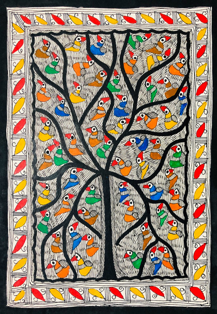 Nurturing Canopy, Madhubani Painting by Ambika Devi Thumbnail