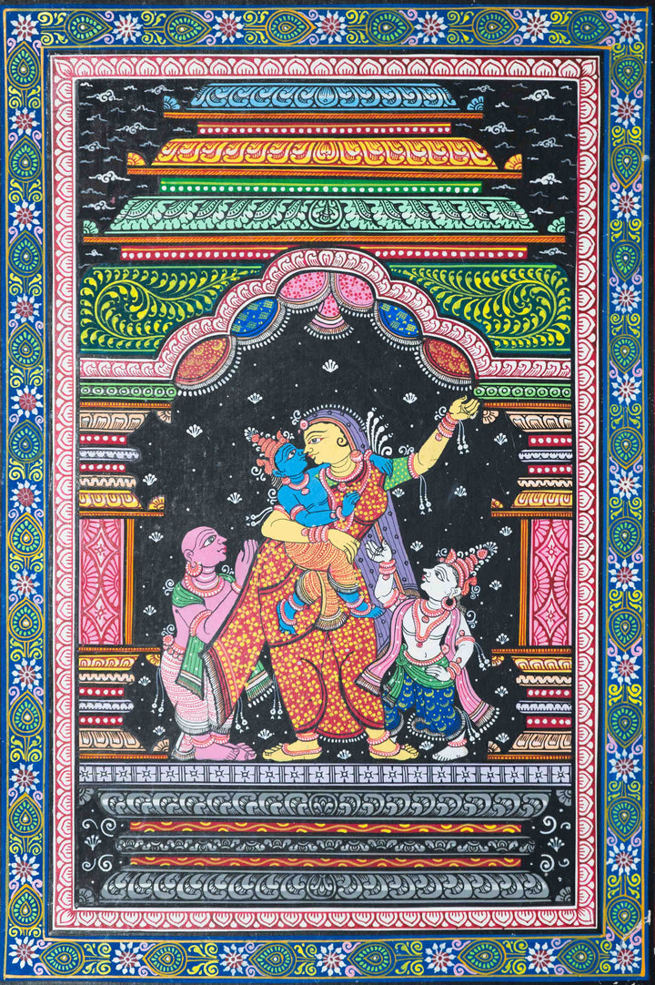 Nurturing Devotion Divinity in S Art - Pattachitra Painting by Apindra Swain for Home Decor Thumbnail