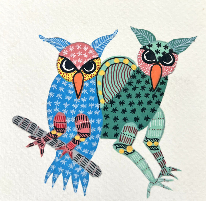Birds of Wisdom: Owls in Gond by Kailash Pradhan Thumbnail