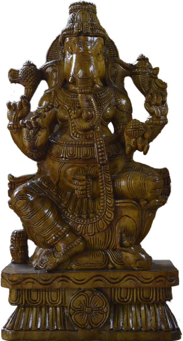 Ganesha: the lord of new beginnings in Wood carving by Shrinivasan