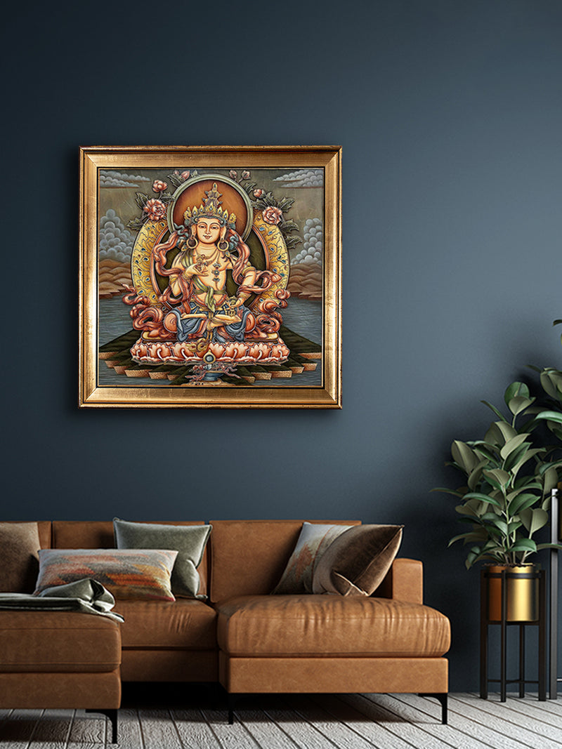 White Tara in Stone Dust painting by Amita Sachdeva