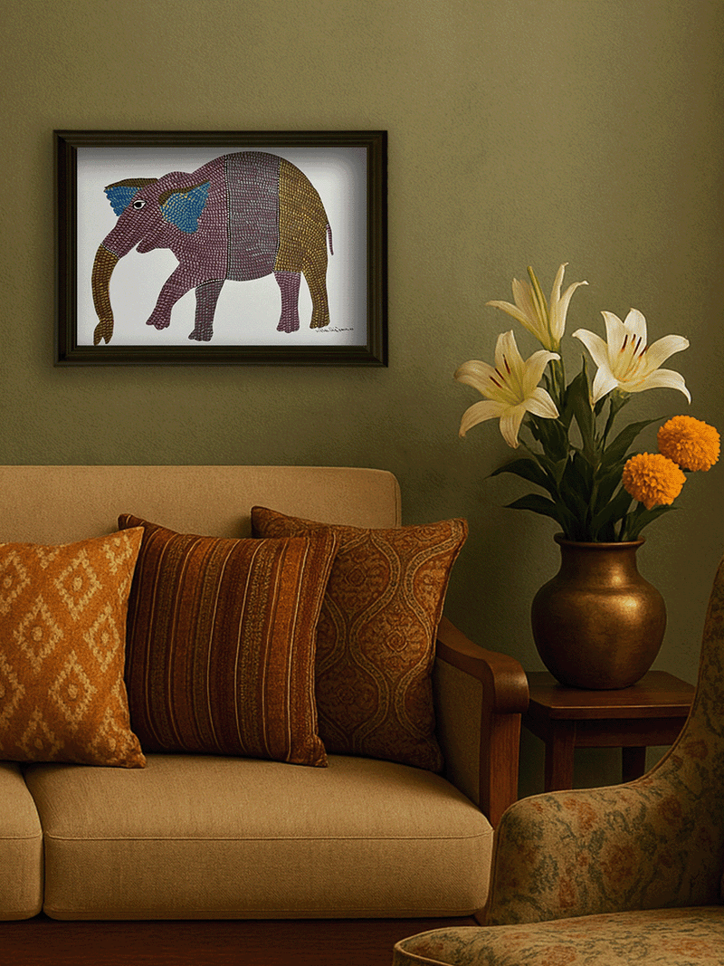 A Gentle Beast in Gond by Gareeba Singh Tekam