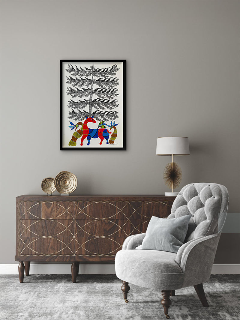Hiran Pakshi : Gond Art by Saroj Venkat Shyam