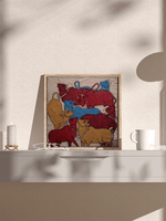 Herd of Cows in Kalamkari by Siva Reddy