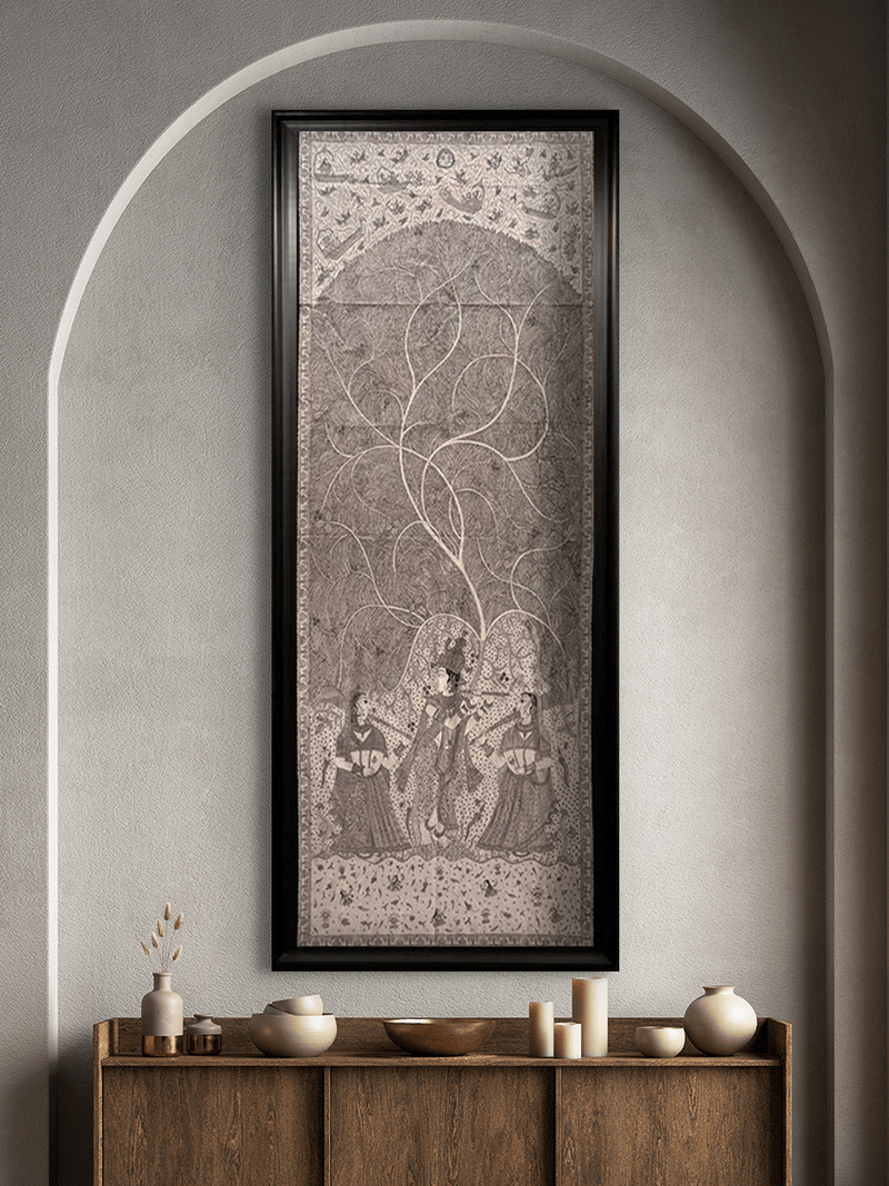 Radha, Krishna, Rukmani Tree of Life in Mata ni Pachedi by Sanjay Chittara