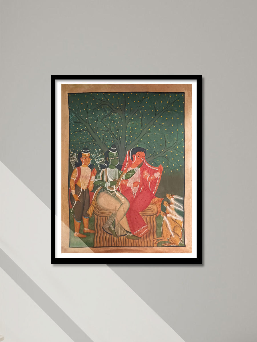 Buy Ram, Sita, and Lakshman in the forest: Kalighat by Uttam Chitrakar