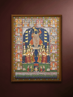 Shrinathji's Divine Assembly: Cows, Gopis and Priests in Pichwai Painting by Shehzaad Ali Sherani