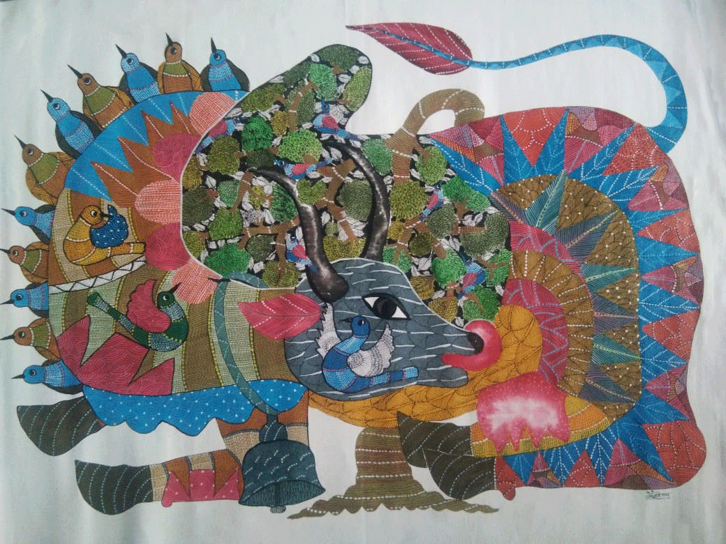 Buy Nandi ji in Gond by Sukhiram Maravi