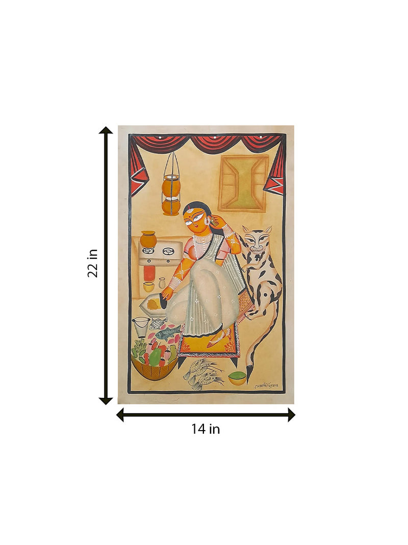 Temptations of the Kitchen: A Kalighat Painting of Culinary Delights by Sonali Chitrakar