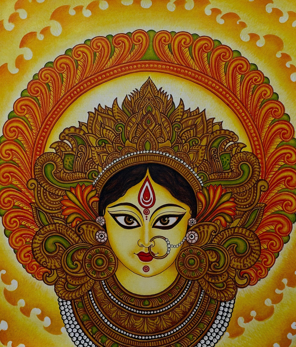 Trinayani: The Goddess Durga in Kerala Mural by Adarsh