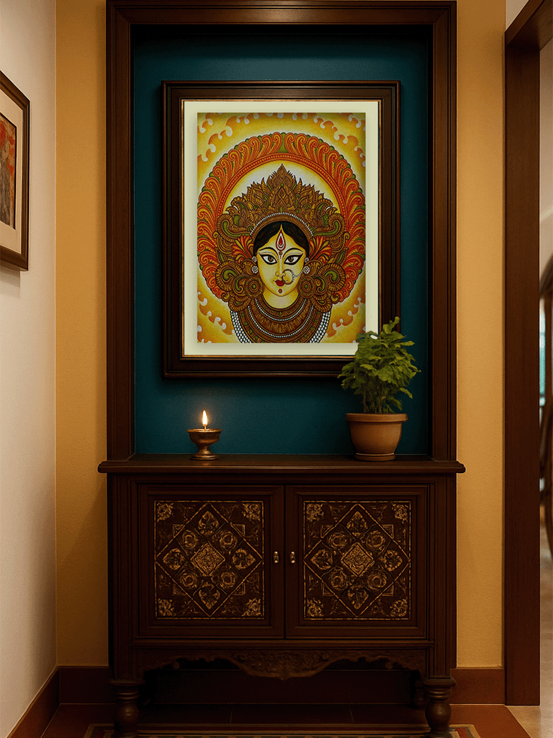 Trinayani: The Goddess Durga in Kerala Mural by Adarsh