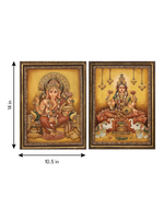 Wisdom And Wealth: Lord Ganesha and Goddess Gajalakshmi in Stone Dust Painting by Amita Sachdeva