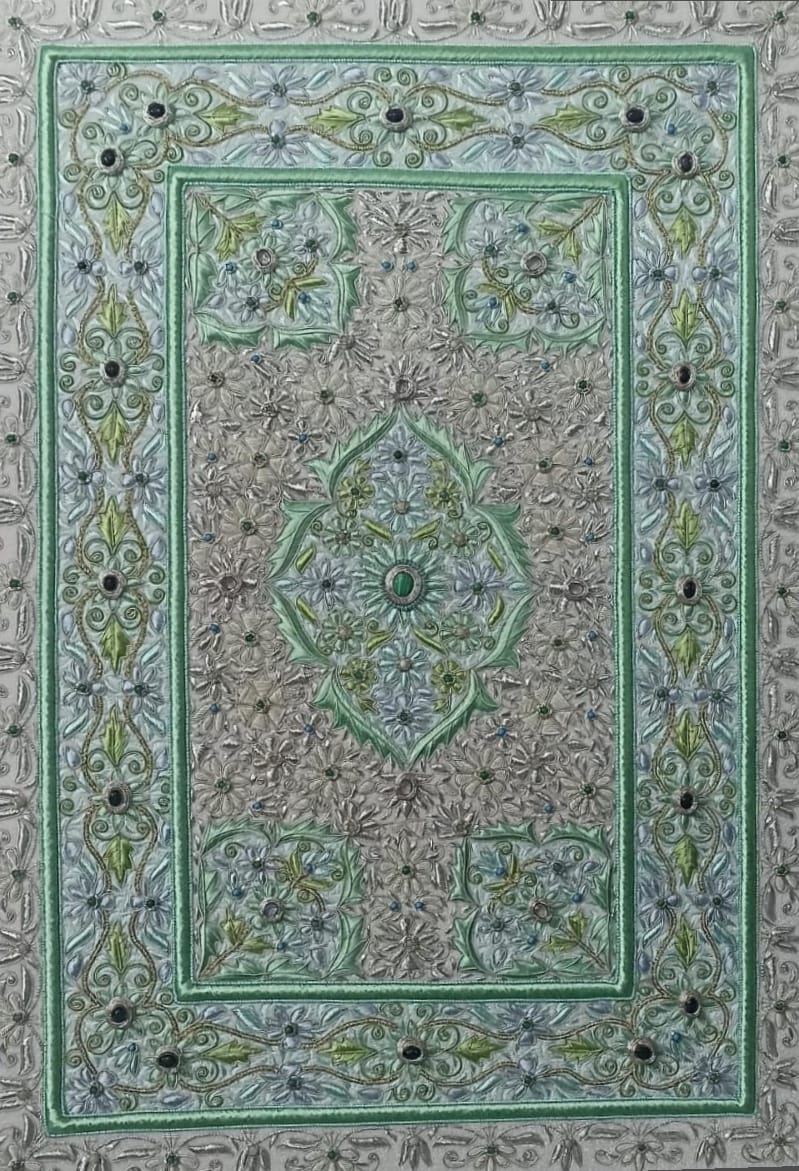A Tapestry of Silver and Green in Zardozi by Md. Bilal