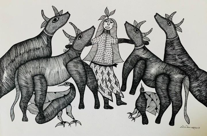 Companions of Nature: Woman and Fauna in Gond by Saroj Venkat Shyam Thumbnail