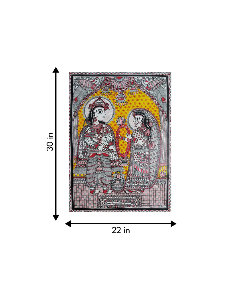 Ram and Sita's Unconditional Love: Madhubani Painting  for sale