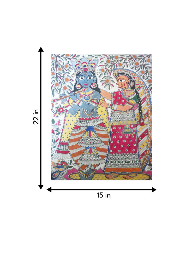 Devotion of Radha: Madhubani painting for sale