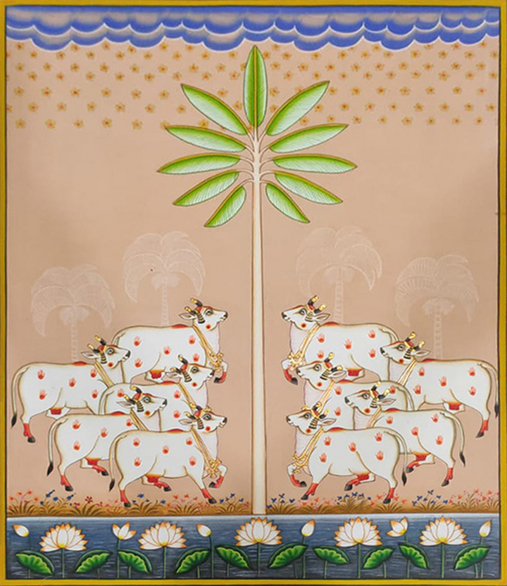 The Palm Canopy: Kamdhenu Cows in Pichwai by Dinesh Soni Thumbnail
