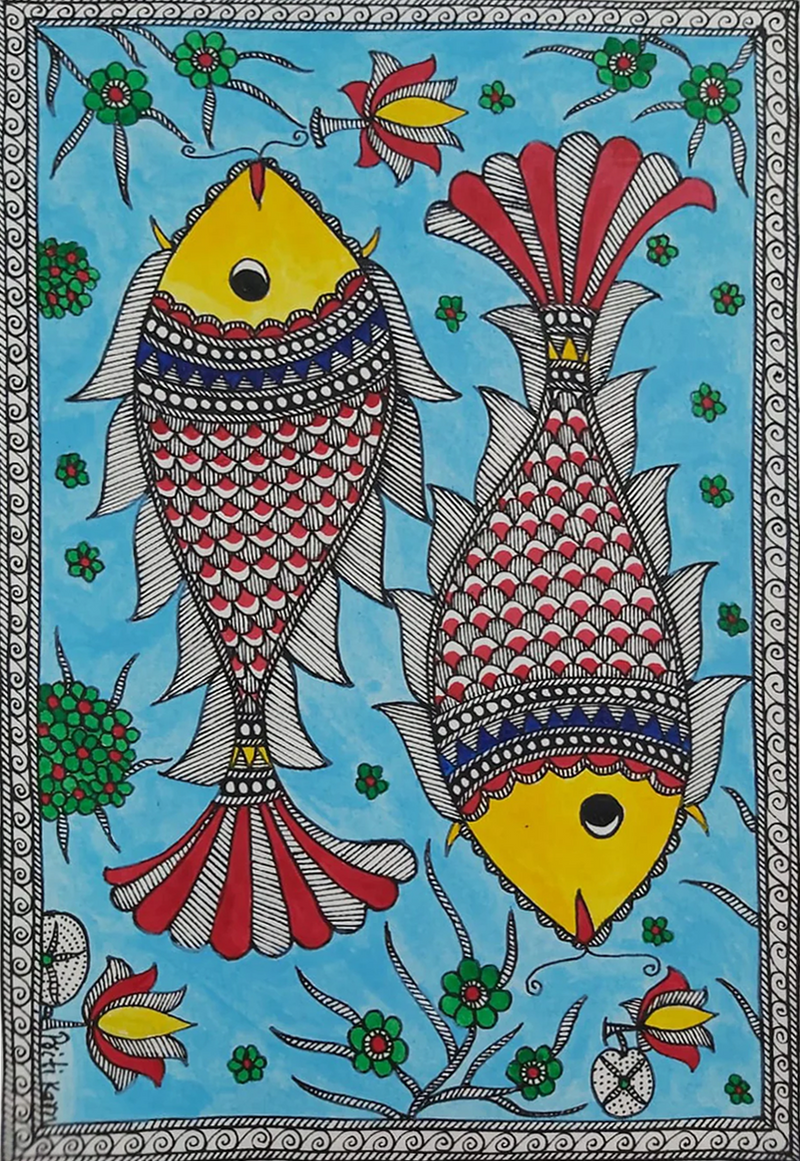 Buy Dual Wonder: Madhubani painting by Priti Karn