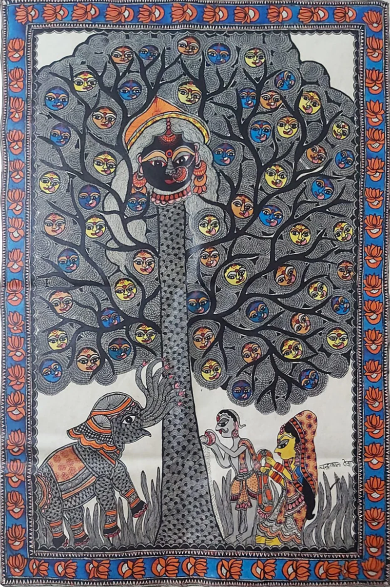 Buy Tree of Spirituality:Madhubani painting by Priti Karn