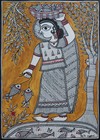 Buy Goddess in Fishing:Madhubani painting by Priti Karn