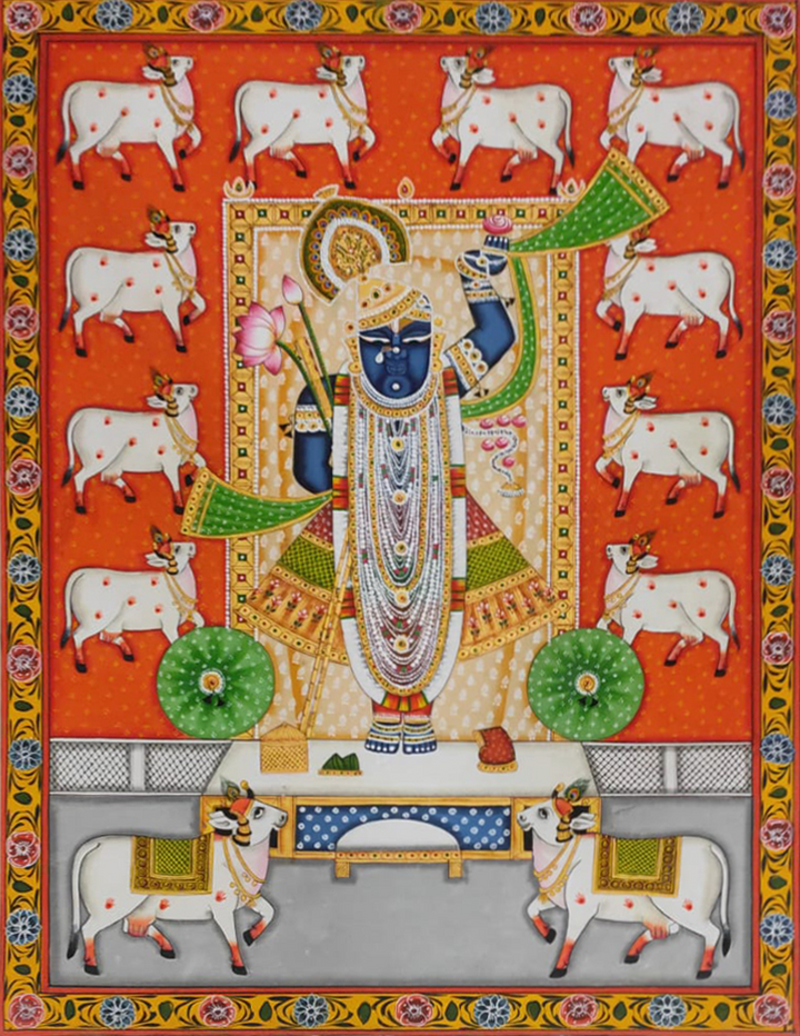 Shrinathji and Cows: Divine Devotion in Pichwai by Dinesh Soni Thumbnail