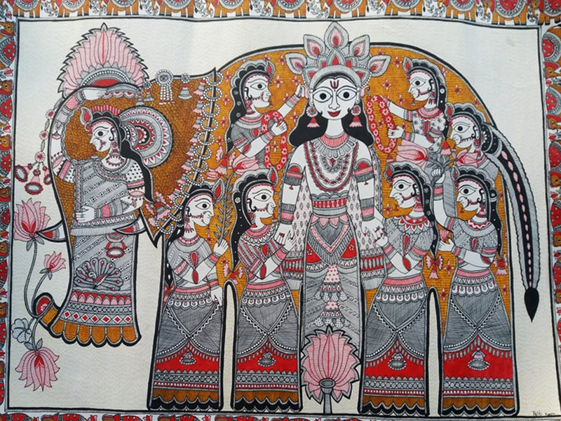 Buy Gajendra’s Grace:Madhubani artwork by Priti Karn