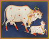 Kamdhenu with a Calf: Pichwai art by Dinesh Soni