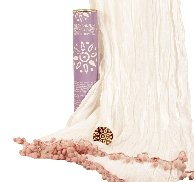 POTLI Handmade Wooden Block Print DIY Craft Kit Dupatta - Lavender Rangoli  (For All Ages)