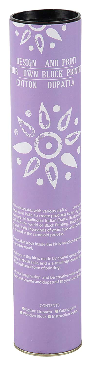POTLI Handmade Wooden Block Print DIY Craft Kit Dupatta - Lavender Rangoli  (For All Ages)