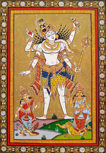 Shiva and Family Pattachitra Painting by Purusottam Swain