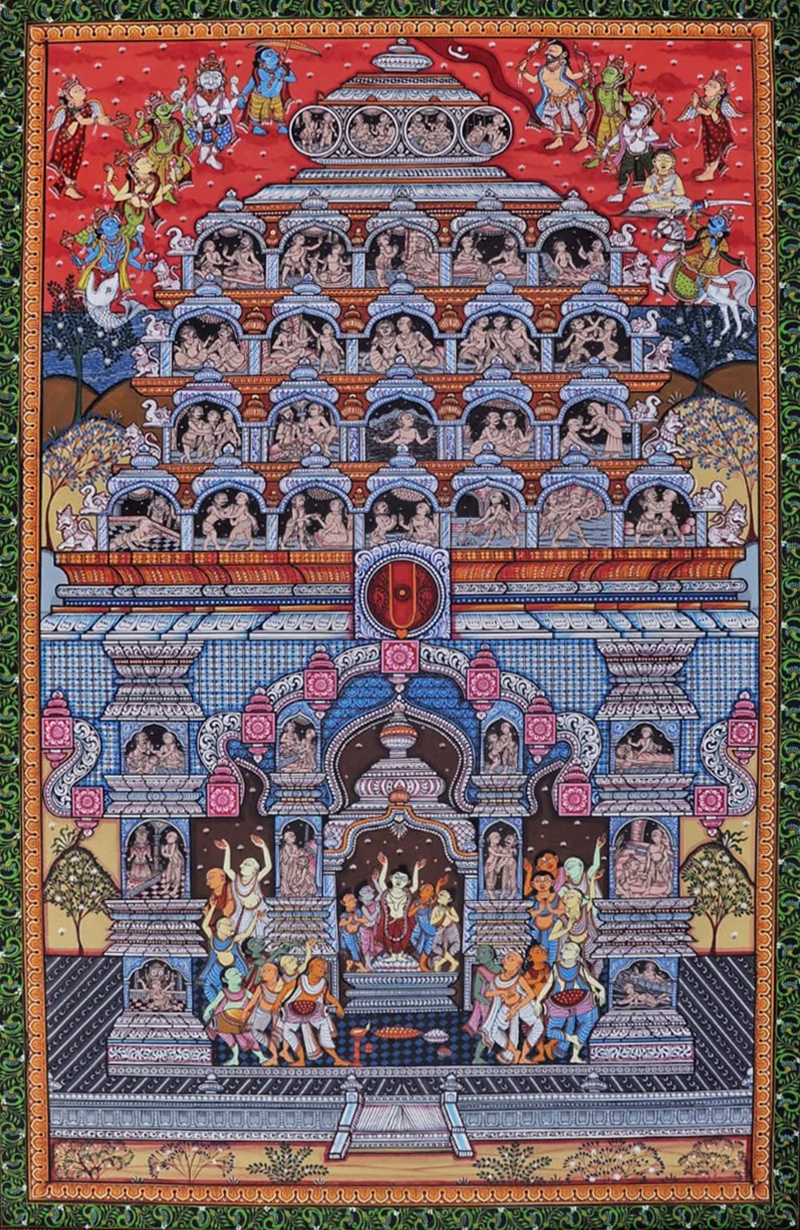 Divine Tapestry: Sri Chaitanya's Life Unfolded in Pattachitra by Purusottam Swain