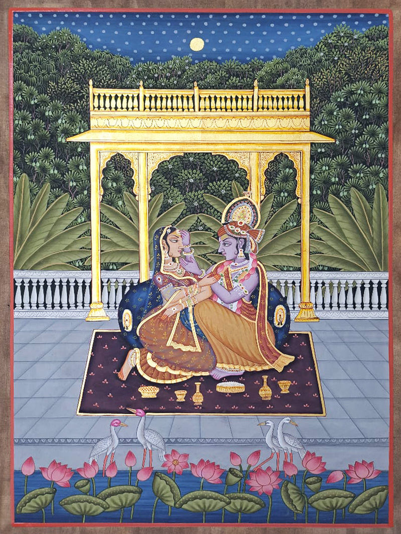 Shop The Divine Love of Radha Krishna: Pichwai Painting by Shehzaad Ali Sherani