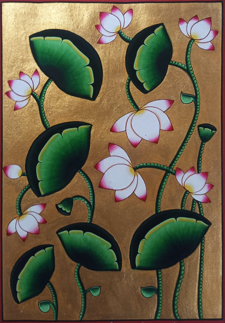 Nature in Bliss: Kamal Talai In Pichwai art by Dinesh Soni Thumbnail