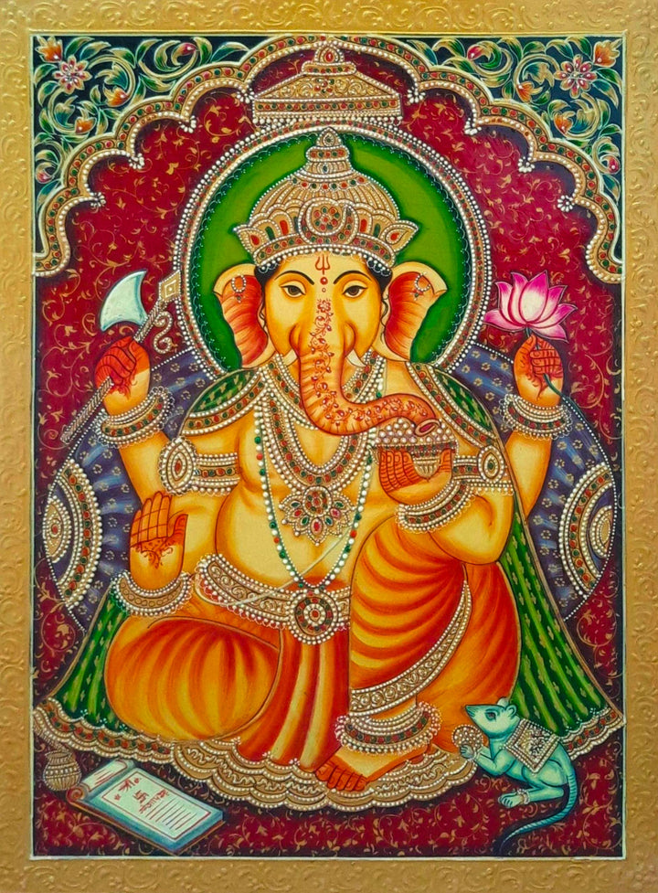 Pankaj Kumar's Opulent Ganesha: A Vivid Usta Miniature Painting Thumbnail