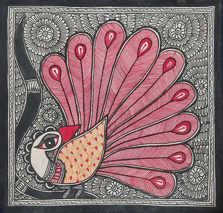 Peacock Bird in Madhubani by Priti Karn Thumbnail