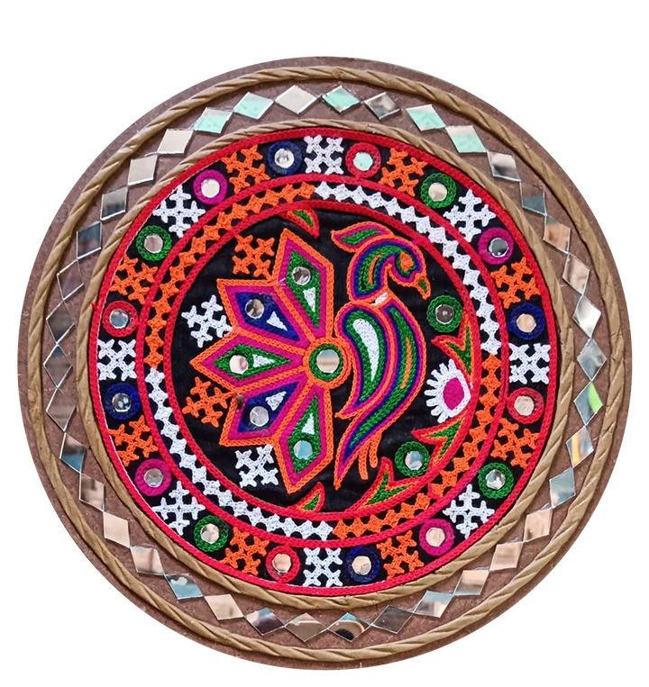 Peacock Patch Lippan Kaam by Nalemitha For Home Decor, Gifting Thumbnail