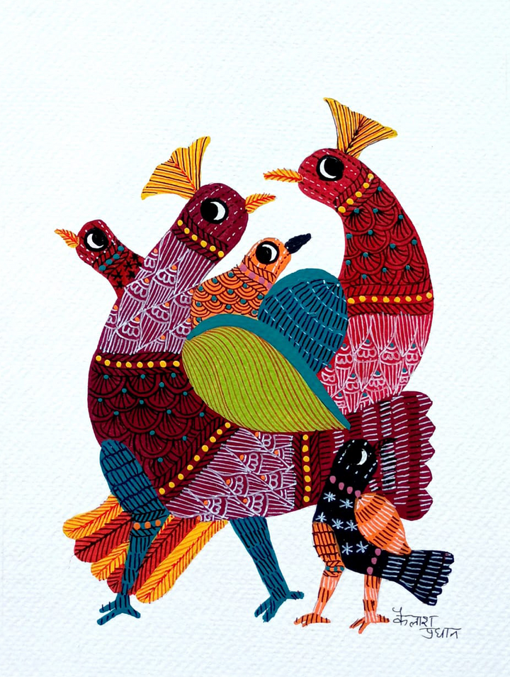 Peacock Symphony: Gond art by Kailash Pradhan Thumbnail