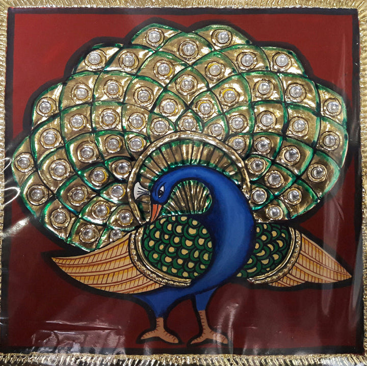 Peacock, Tanjore Art by Sanjay Tandekar Thumbnail