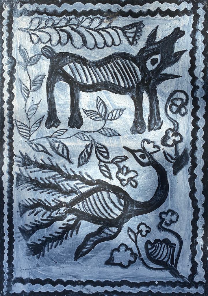 Peacock and Cow in Khovar by Manikchand Mahto Thumbnail