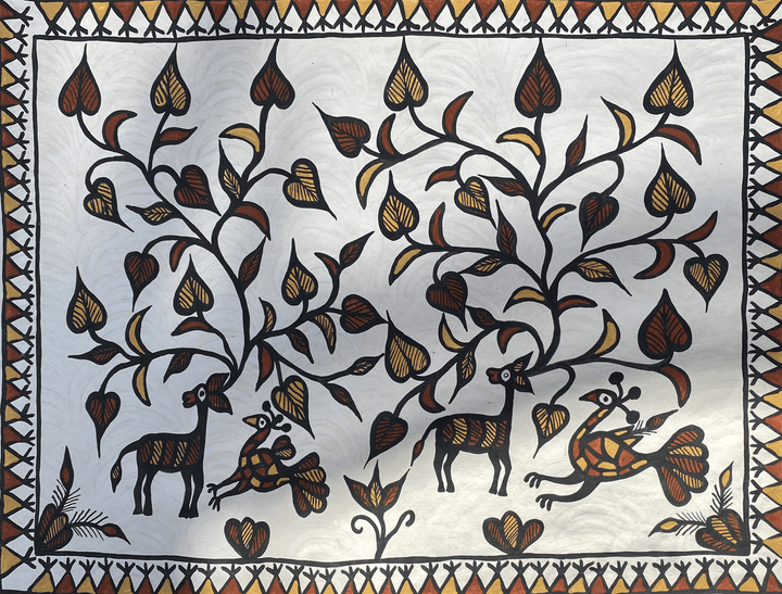 Peacocks and Deers in Sohrai by Manikchand Mahto Thumbnail