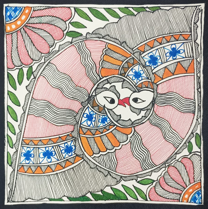 Peacocks in Madhubani Painting by Priti Karn Thumbnail