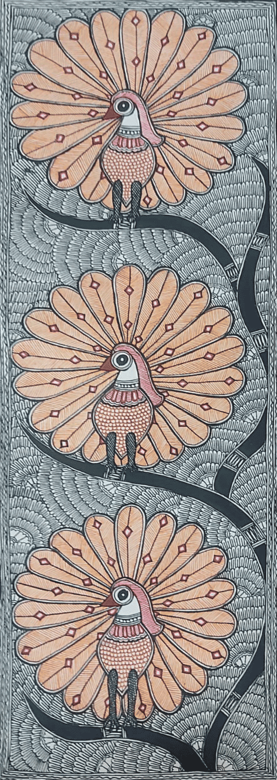 Peacocks in Madhubani by Priti Karn Thumbnail