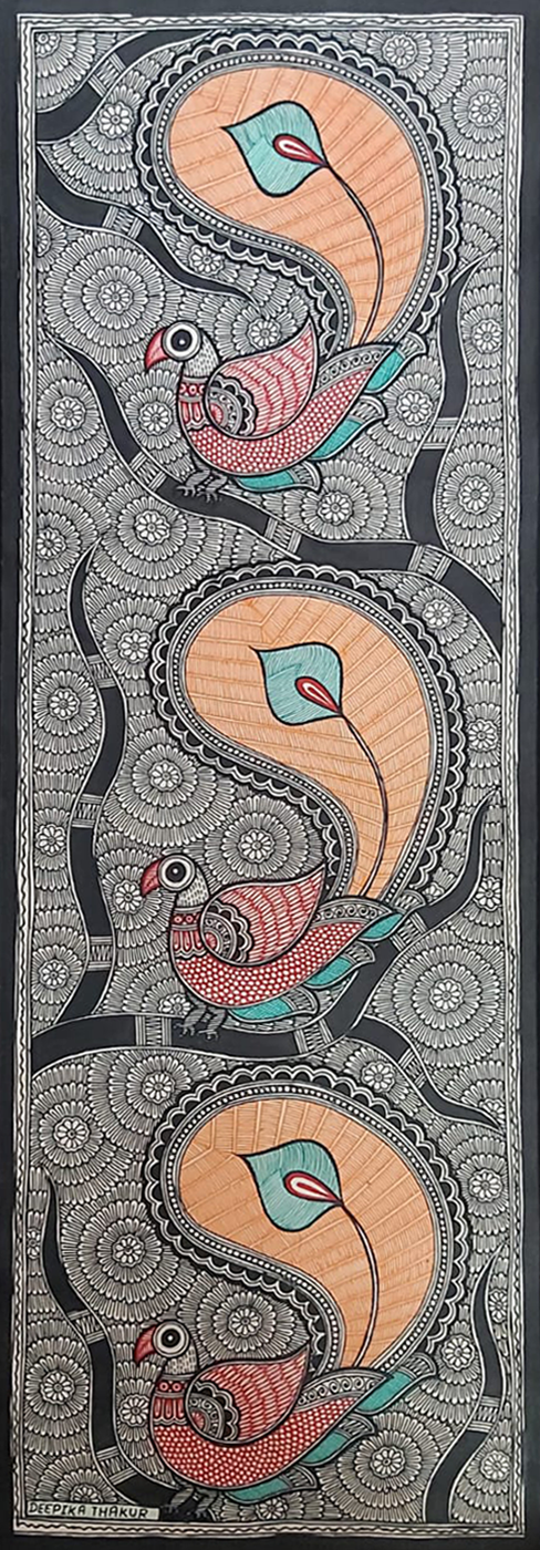 Peacocks in Madhubani by Priti Karn Thumbnail