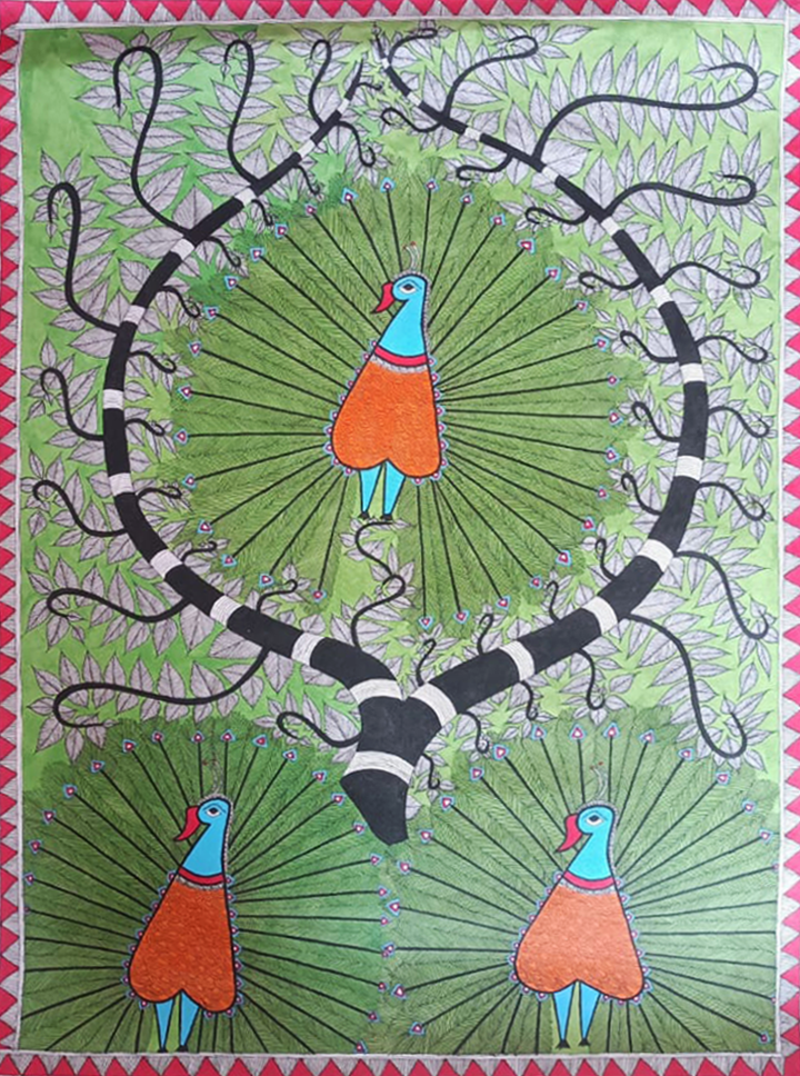 Peacocks in Madhubani by Vibhuti Nath Thumbnail